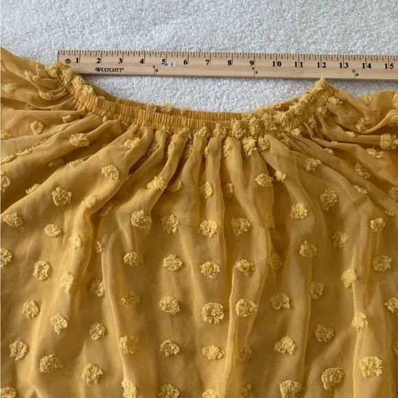 Women’s Long Sleeve Sheer Blouse Color Mustard Size Large - Picture 5 of 7